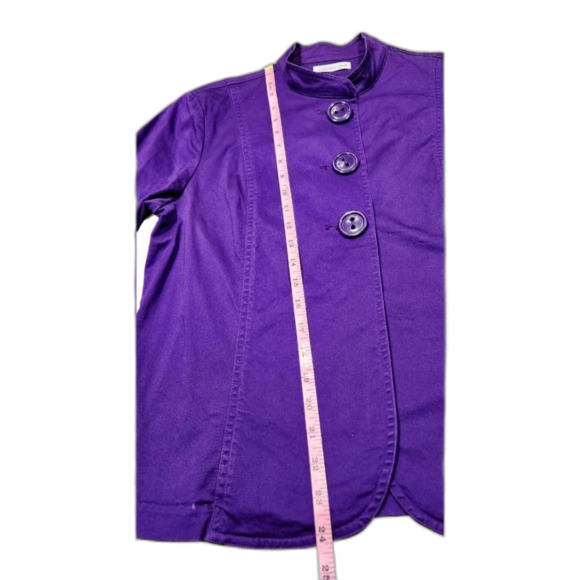 Coldwater Creek Jacket Blazer Cotton Stretch Purple Scallop Tailored‎ Fitted L - Picture 6 of 9